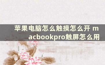 苹果电脑怎么触摸怎么开 macbookpro触屏怎么用